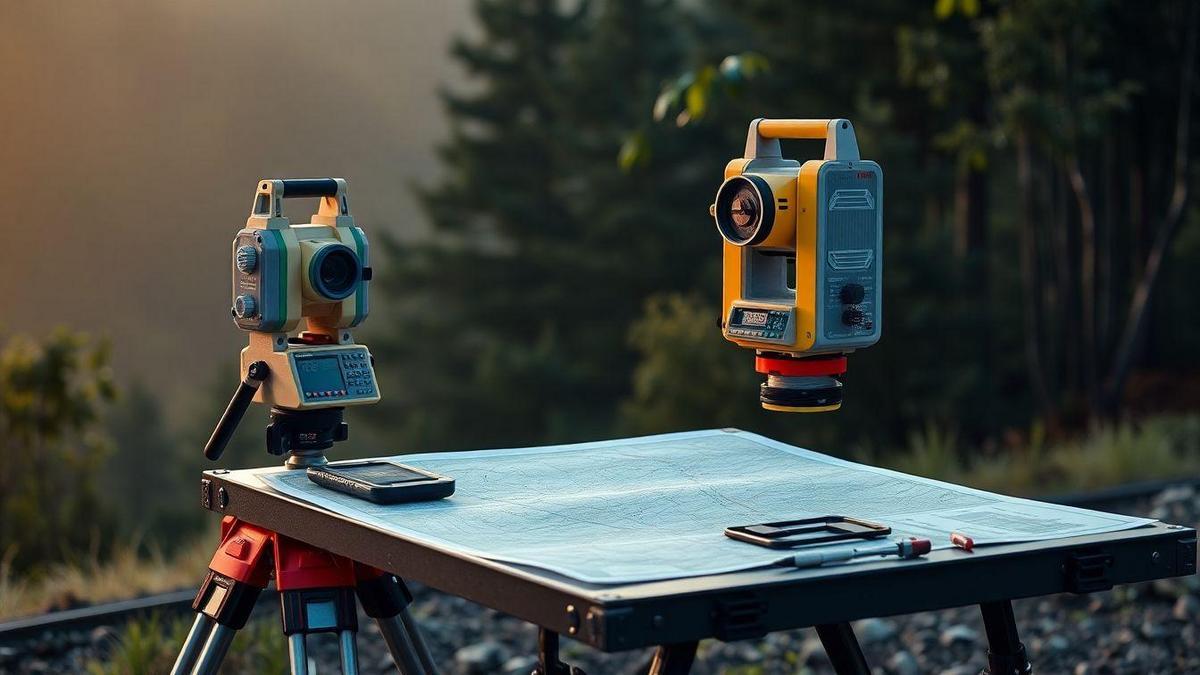 Instrumentos e leituras: teodolito, trena, estação total e mapas