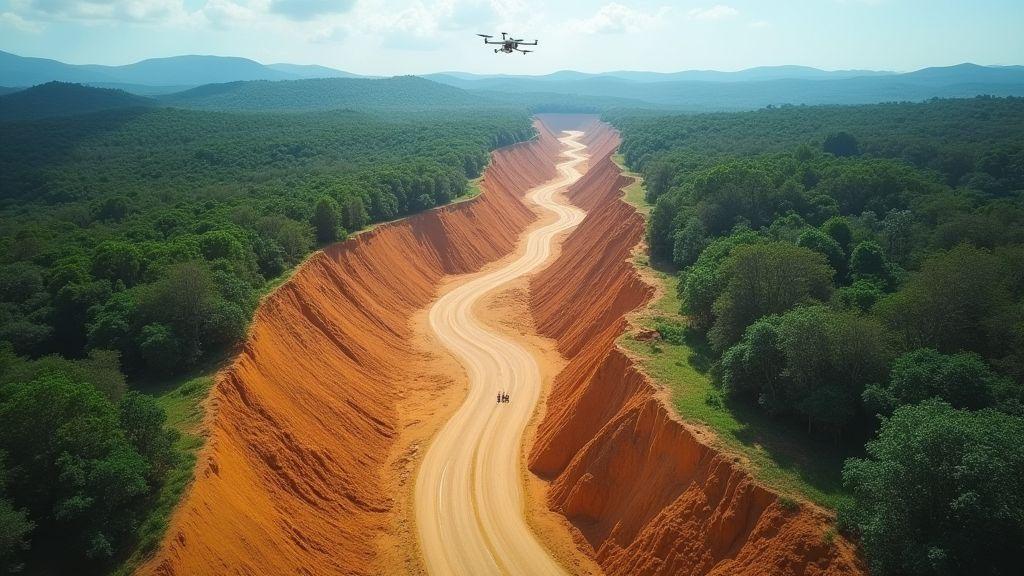 Mineração e monitoramento ambiental usando topografia e LiDAR